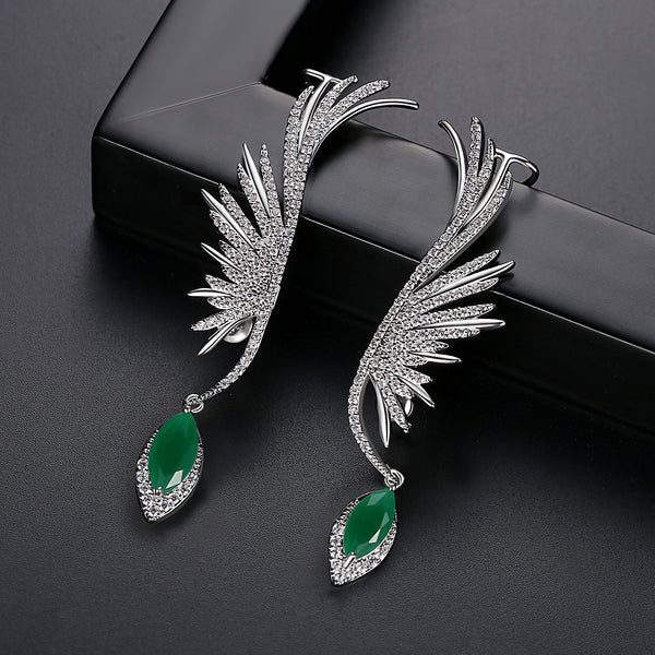 Emerald Cuff Drop Earrings - Enumu
