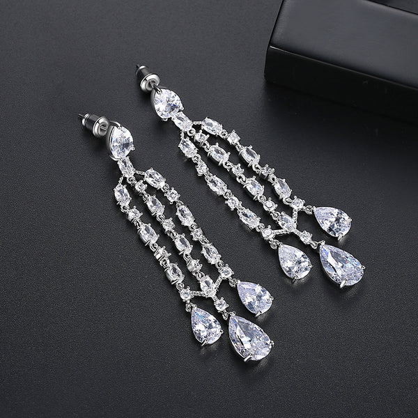 Swiss Zircon Dangle Earrings - Enumu