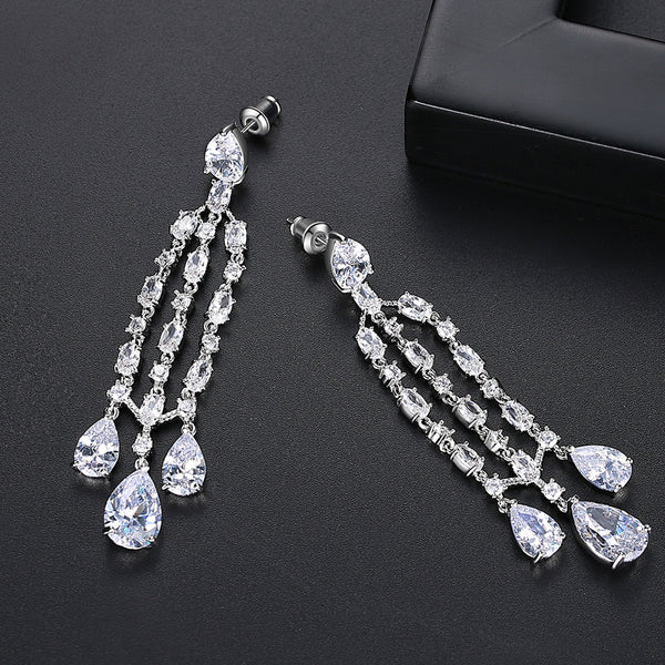 Swiss Zircon Dangle Earrings - Enumu