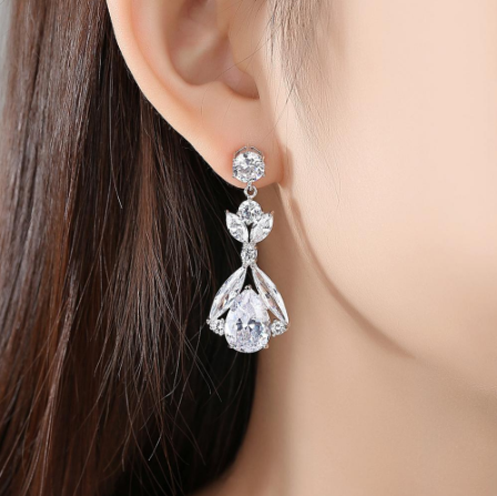 Swiss Zircon Dangle Earrings - Enumu