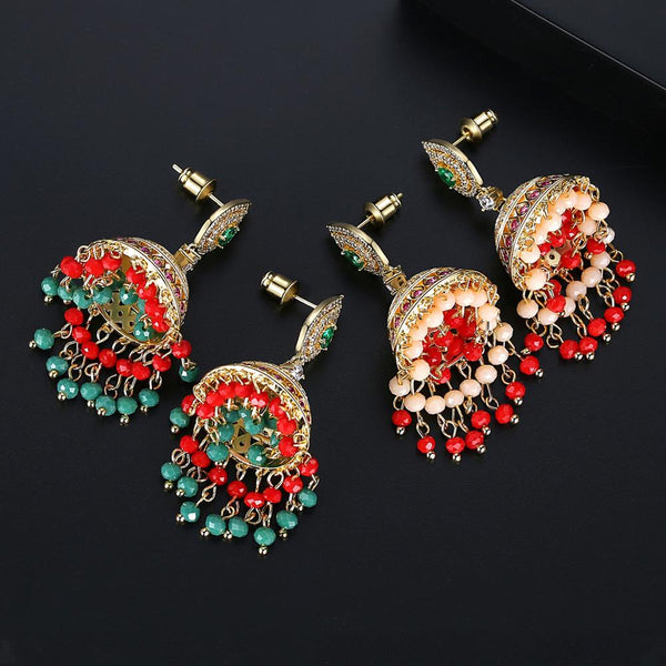 Multi Color Big Tassel Jhumkas - Enumu