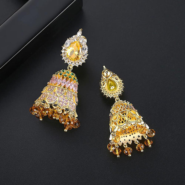 Pink Tourmaline Citrine Jhumkas/Jhumkis - Enumu
