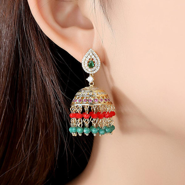 Multi Color Big Tassel Jhumkas - Enumu