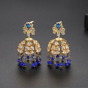 Classic Jhumkas with Blue Tassels - Enumu