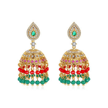 Multi Color Big Tassel Jhumkas - Enumu