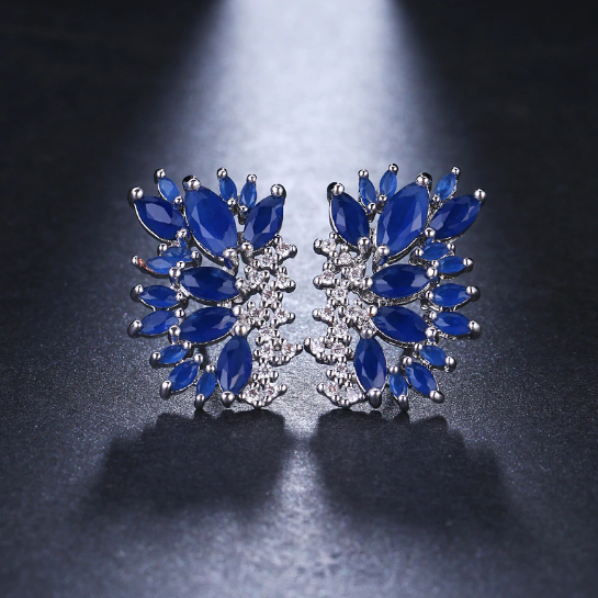 Big Blue Sapphire and CZ Studs - Enumu