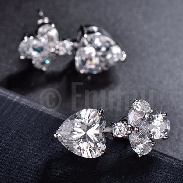 Simple Heart Diamond Imitation Earrings - Enumu
