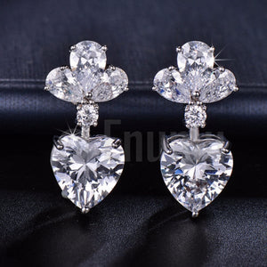 Simple Heart Diamond Imitation Earrings - Enumu