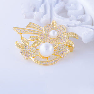 YGP Pearl Flower Brooch or Saree Pin - Enumu