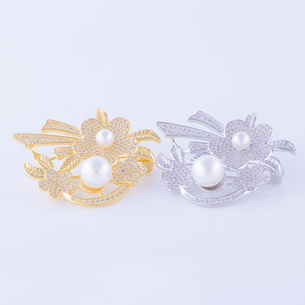 YGP Pearl Flower Brooch or Saree Pin - Enumu