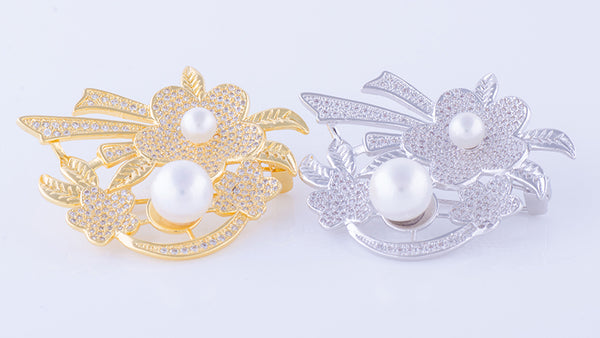 YGP Pearl Flower Brooch or Saree Pin - Enumu