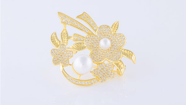 YGP Pearl Flower Brooch or Saree Pin - Enumu