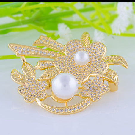 YGP Pearl Flower Brooch or Saree Pin - Enumu