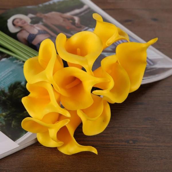 10 Pcs Yellow Calla Lilies Artificial Flowers - Enumu