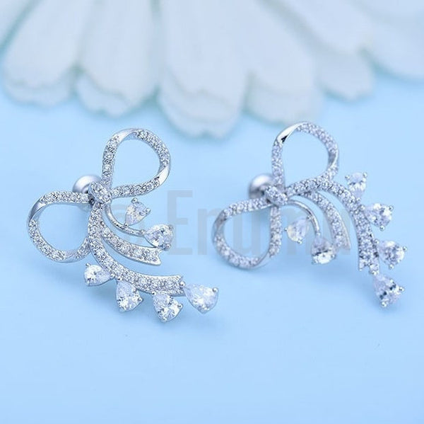 Simple Bow Studs with stones - Enumu