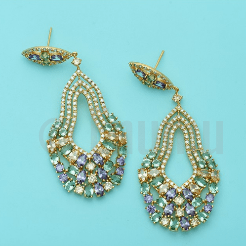 Multi Color Dangle Earrings - Enumu