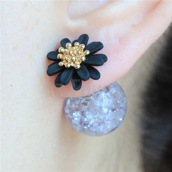 Maroon Flower Double Side Studs - Enumu