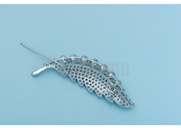 Pearl Leaf Brooch or Saree Pin - Enumu
