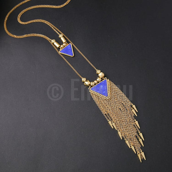 Two Strand Triangular Pendant Necklace - Enumu