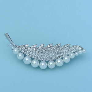 Pearl Leaf Brooch or Saree Pin - Enumu