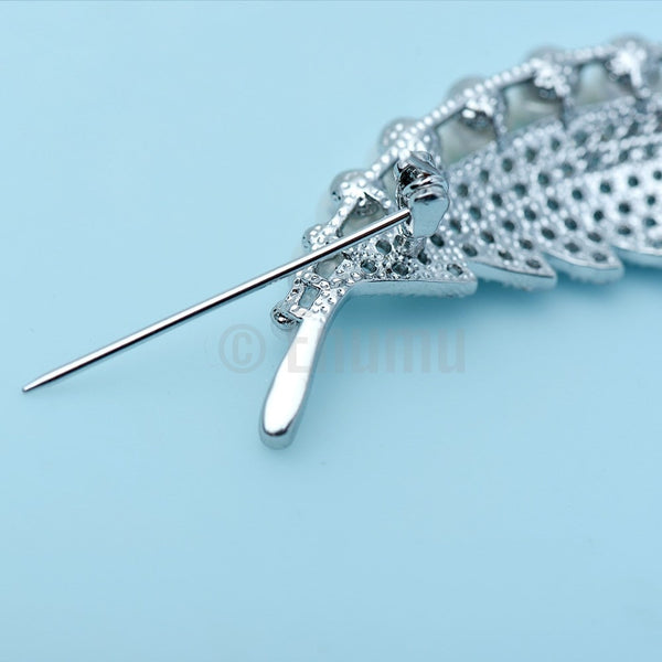 Pearl Leaf Brooch or Saree Pin - Enumu