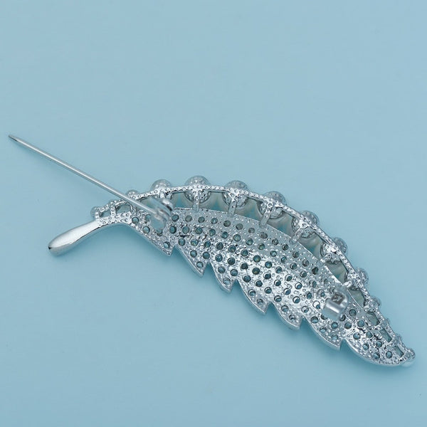 Pearl Leaf Brooch or Saree Pin - Enumu