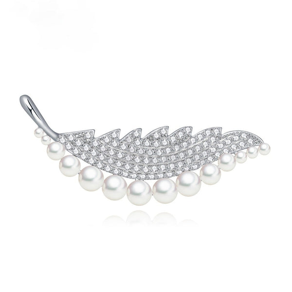 Pearl Leaf Brooch or Saree Pin - Enumu