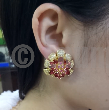 Huge Ruby Flower Studs - Enumu