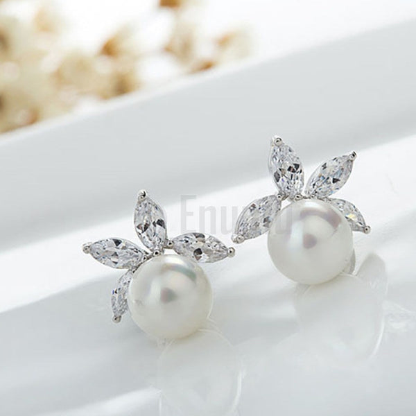 Single Line Pearl Necklace Set - Enumu