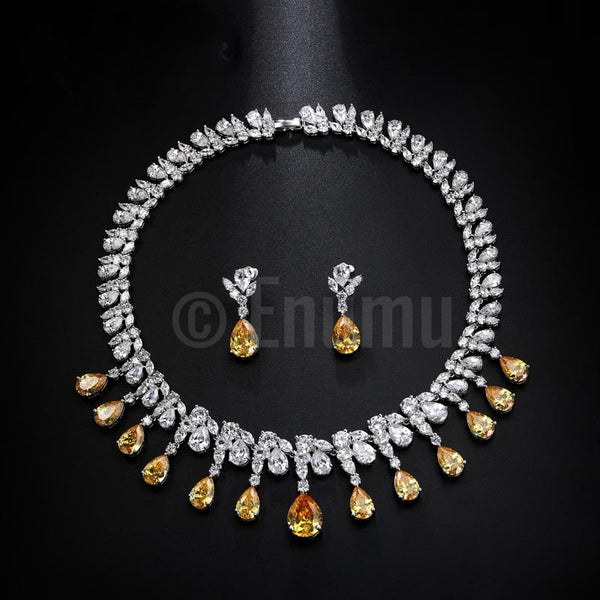 Yellow Citrine Necklace set - Enumu