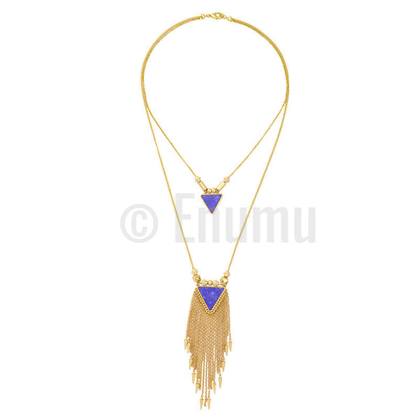 Two Strand Triangular Pendant Necklace - Enumu