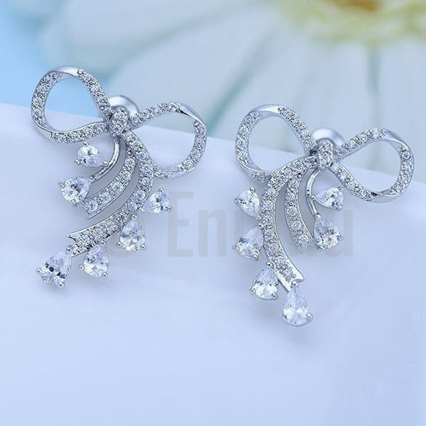 Simple Bow Studs with stones - Enumu