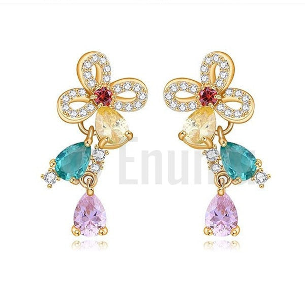Multi Color Small Dangle Earrings - Enumu