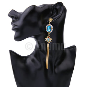 Super Long Light Blue Tassel Earrings - Enumu
