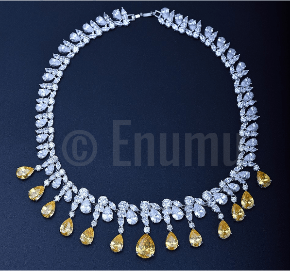 Yellow Citrine Necklace set - Enumu