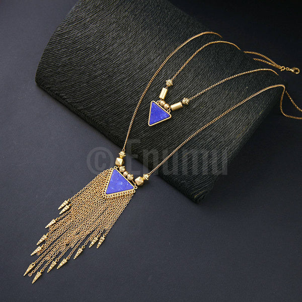Two Strand Triangular Pendant Necklace - Enumu