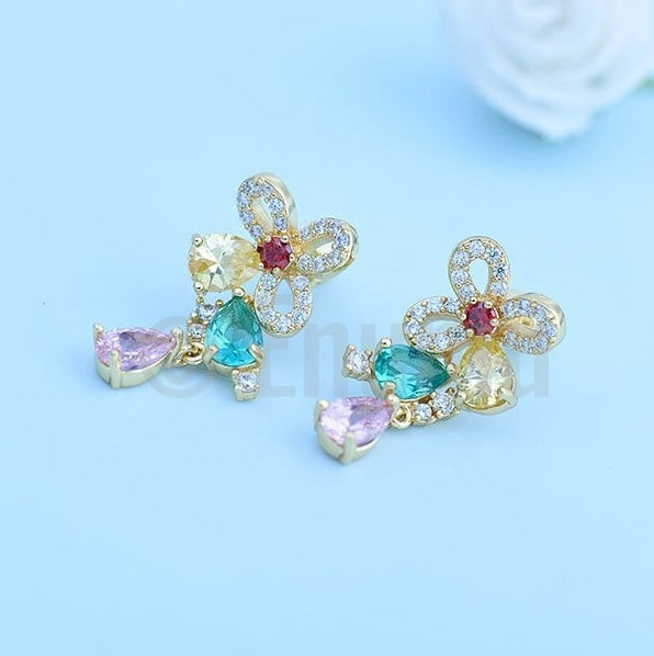 Multi Color Small Dangle Earrings - Enumu