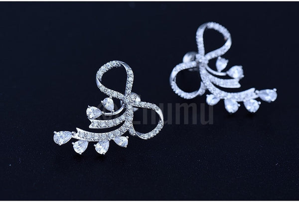 Simple Bow Studs with stones - Enumu