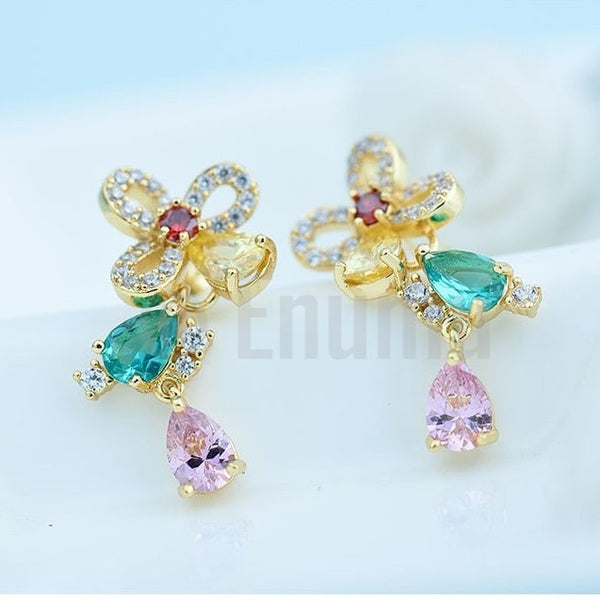 Multi Color Small Dangle Earrings - Enumu