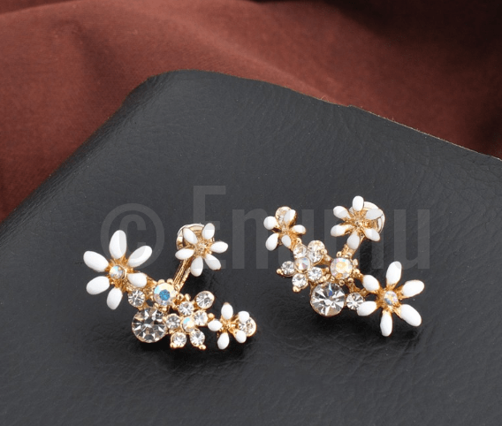 White Flower Studs/ Earrings - Enumu