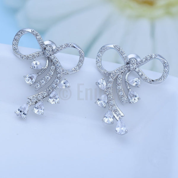 Simple Bow Studs with stones - Enumu