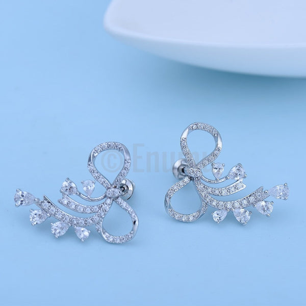 Simple Bow Studs with stones - Enumu