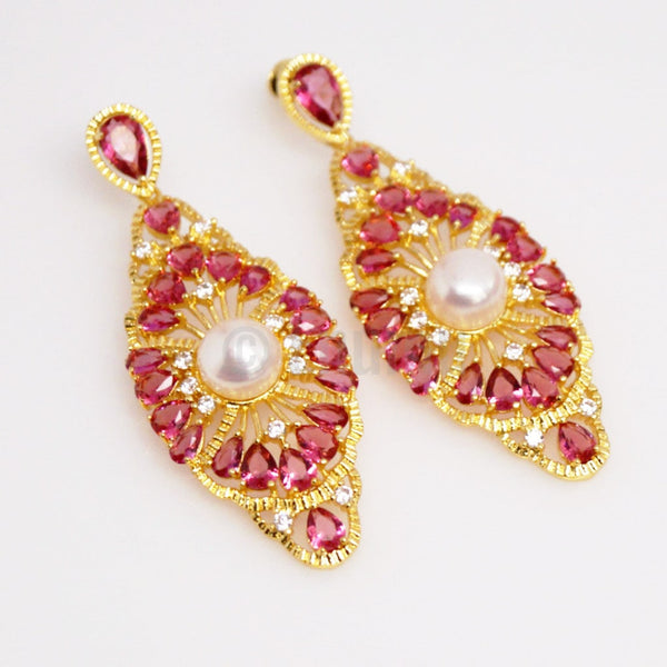 YGP Ruby and Pearl Earrings - Enumu