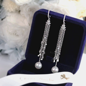 Tassel Pearl Dangle Earrings - Enumu