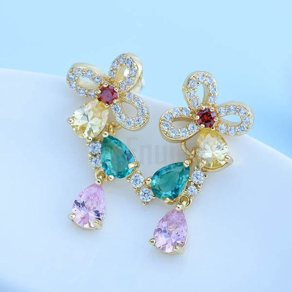 Multi Color Small Dangle Earrings - Enumu