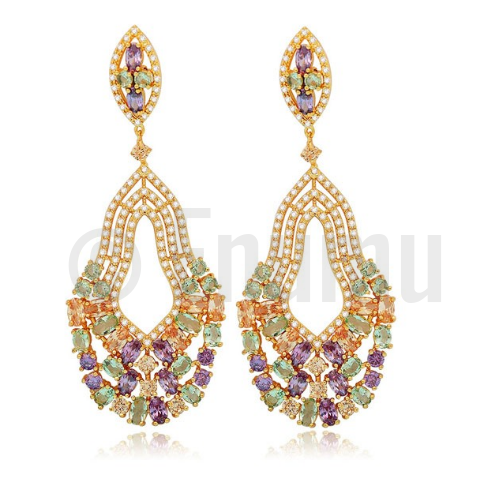 Multi Color Dangle Earrings - Enumu
