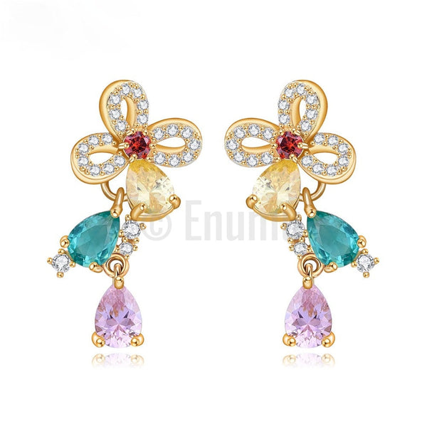 Multi Color Small Dangle Earrings - Enumu