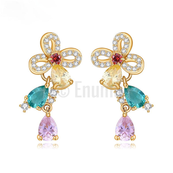 Multi Color Small Dangle Earrings - Enumu