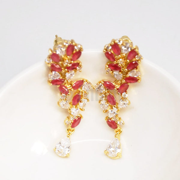 Simple Ruby Dangle Earrings - Enumu
