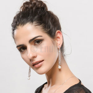 Tassel Pearl Dangle Earrings - Enumu